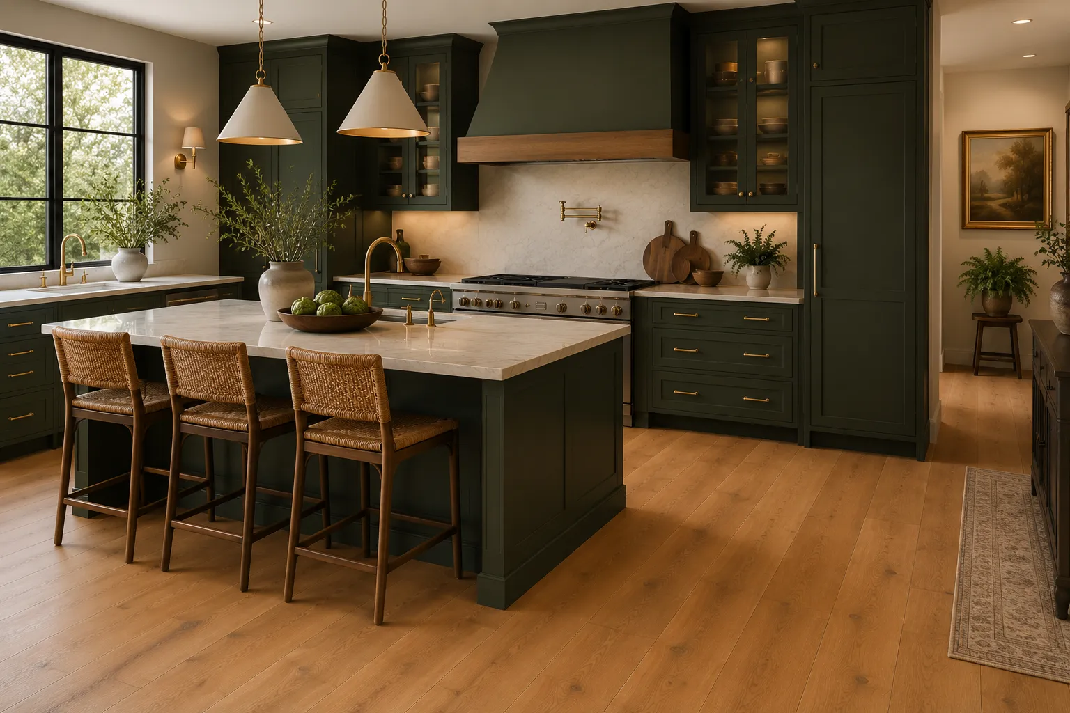 warm modern kitchen with green cabinetry and natural oak hardwood flooring trends for 2026 – karpet king design center warm modern kitchen with green cabinetry and natural oak hardwood flooring trends for 2026.