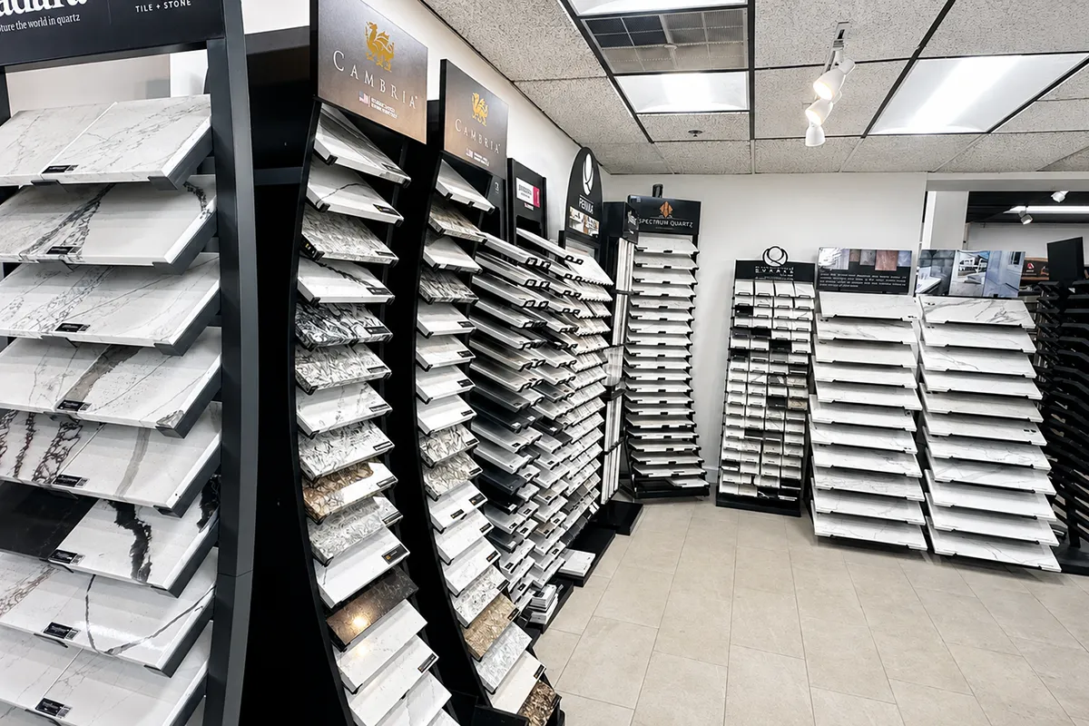 karpet king design center showroom with countertop quartz tile and stone displays – karpet king design center karpet king design center showroom with countertop, quartz, tile, and stone displays