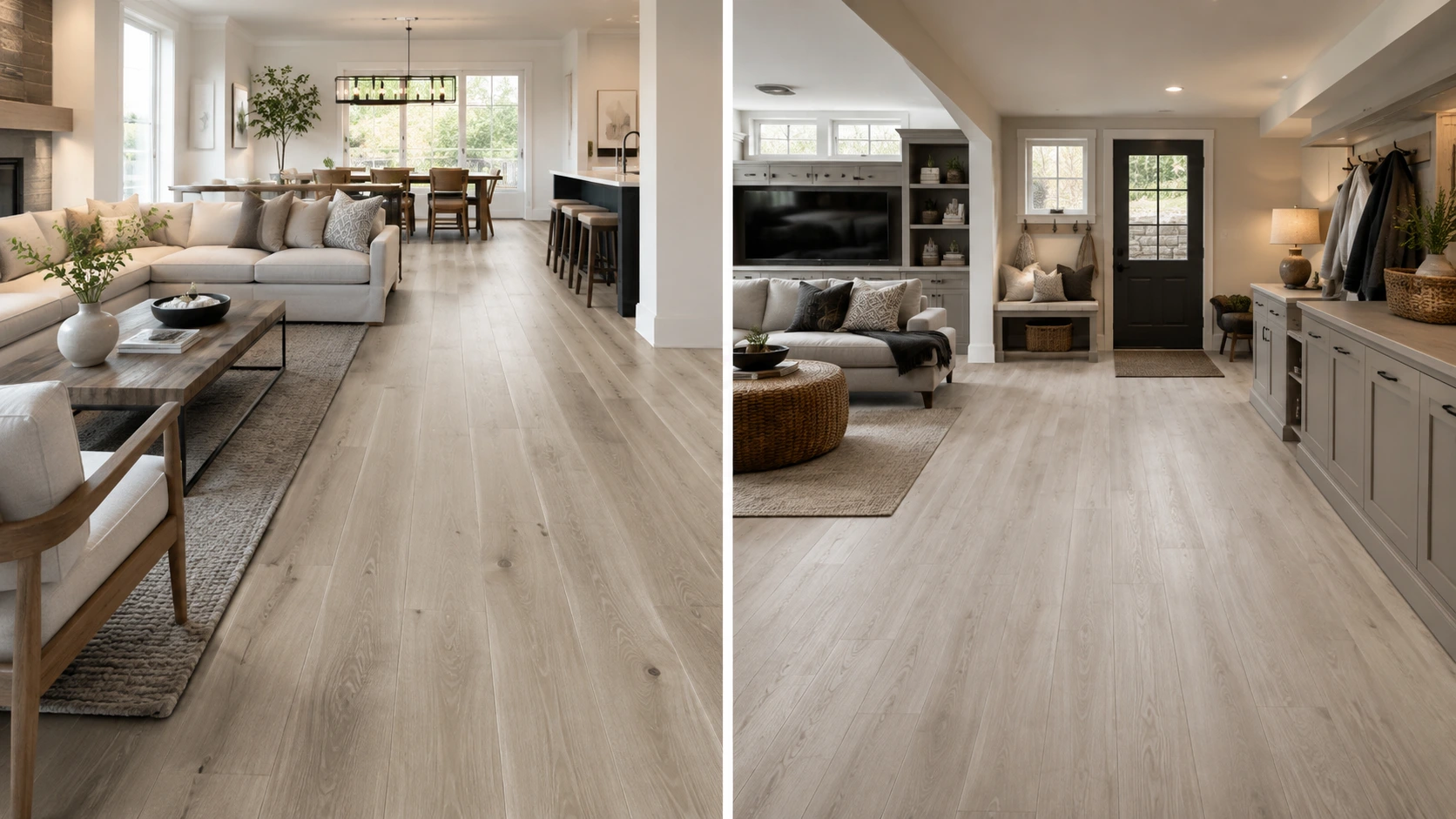 hardwood-vs-lvp-authenticity-closeup1jpg Natural hardwood grain compared with realistic wood-look luxury vinyl plank