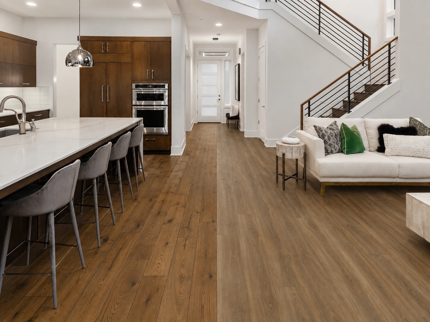 hardwood-vs-lvp-maryland-living-room-herojpg Hardwood vs LVP flooring comparison in a bright Maryland living room